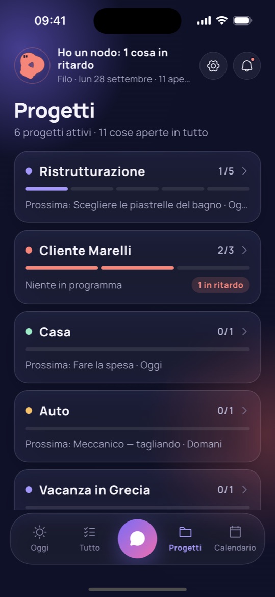 Schermata Progetti